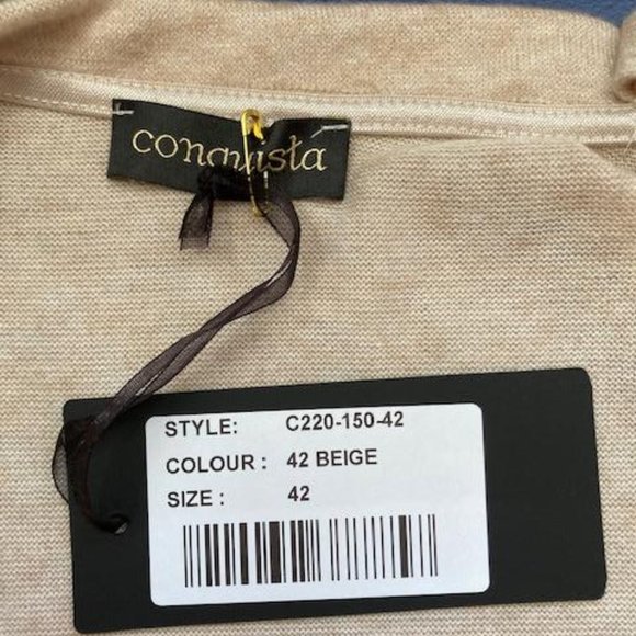 Conquista Beige Melange V-Neck Knit Top (L/42) - Picture 3 of 6